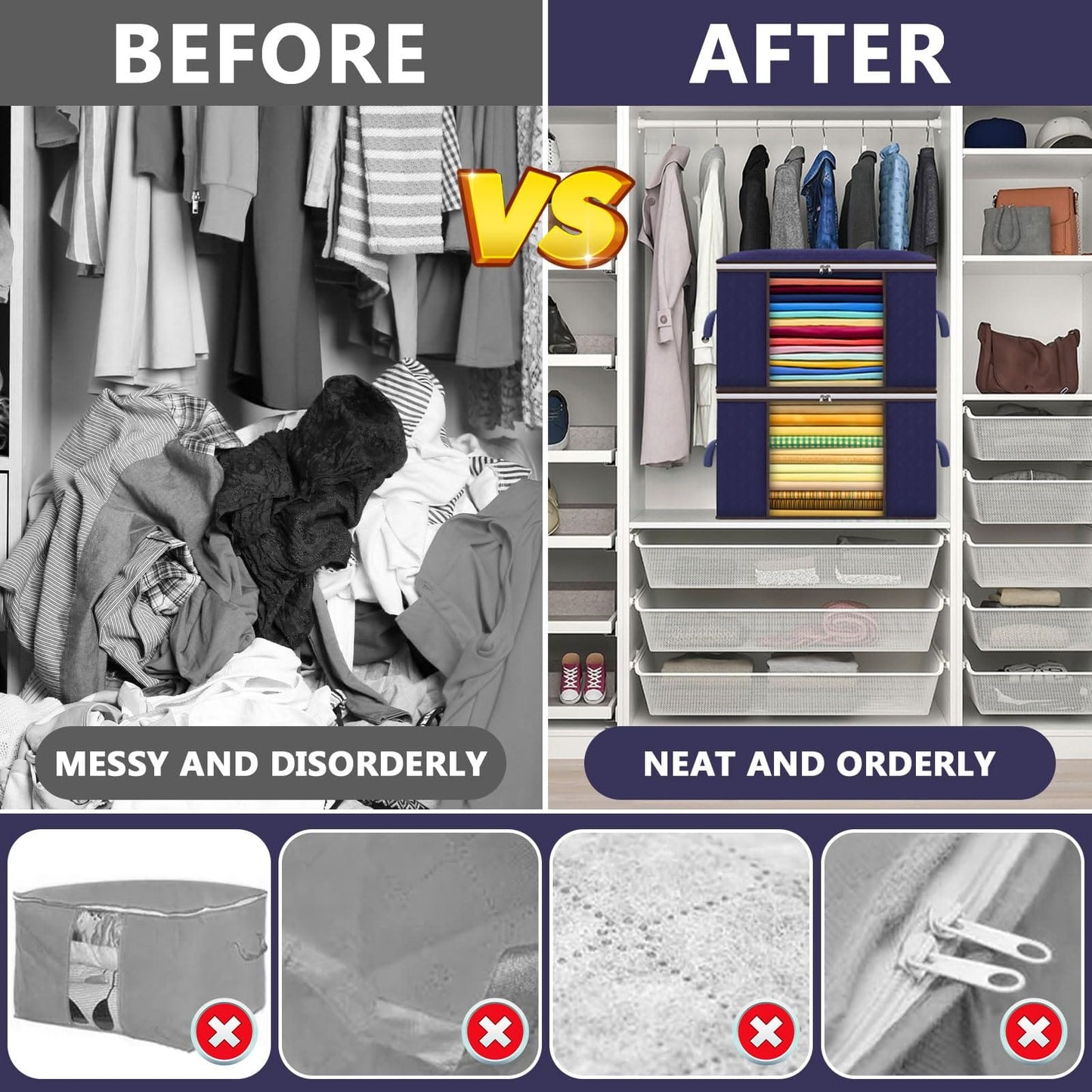 Containzio™️Foldable Steel Frame Clothes Organizer Bag